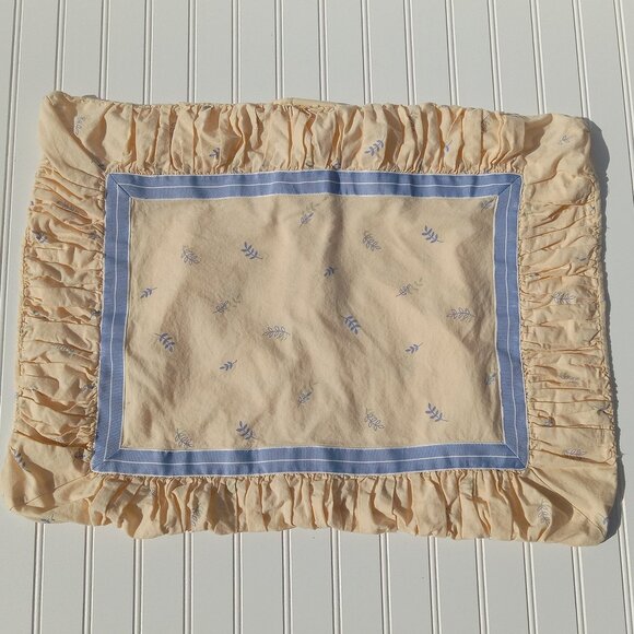 LAURA ASHLEY Pillow Shams Standard Covers Buttercream Yellow Blue Botanical Leaf - Picture 5 of 13